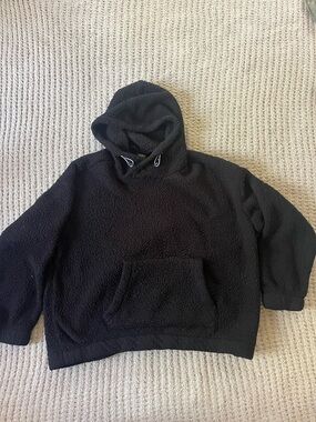 Athletic Works Black Sherpa Hoodie Sweatshirt